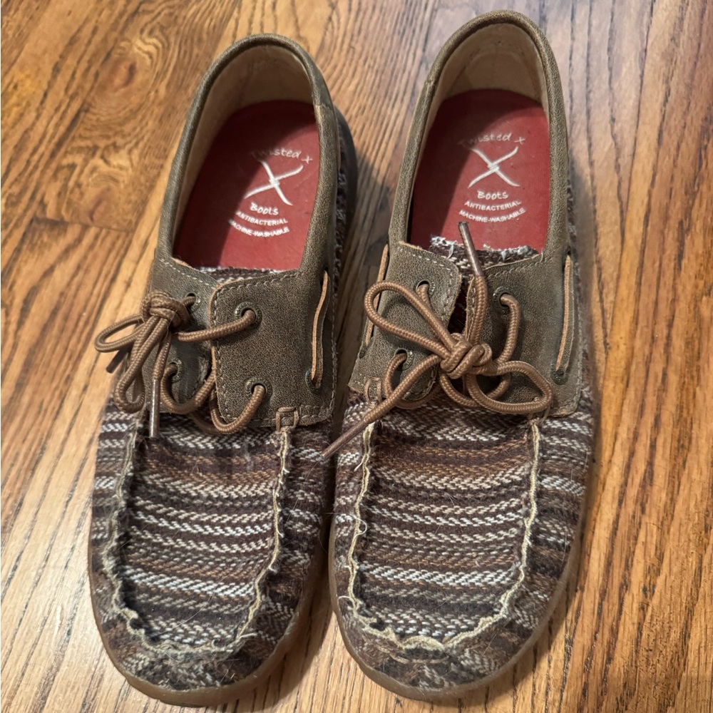 Twisted X Brown and Tan Boat Shoes